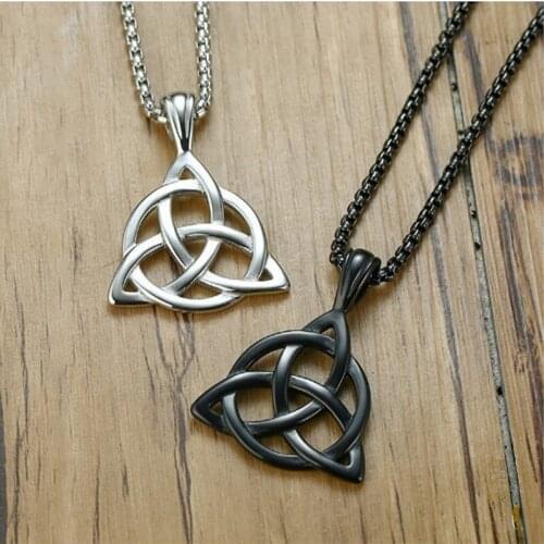DUTRIEUX Retro Metal Celtic Knot Pendant Necklace Triquetra Symbol Lucky Amulet Necklace Gift Unisex Jewelry Accessries