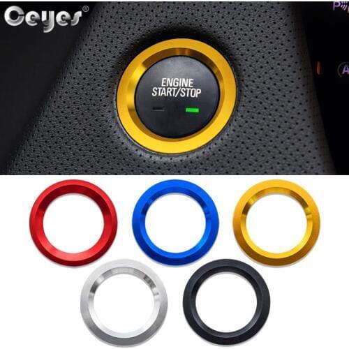 Ceyes Auto Start Stop Engine Cover Button Ring Car Styling Sticker Case For Cadillac For Toyota Rav4 Builk GreatWall Accessories