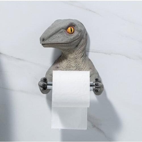 Resin Dinosaur Toilet Paper Holder Wall Mount Stainless Steel Bathroom Kitchen Roll Paper Accessory Tissue Towel Holders