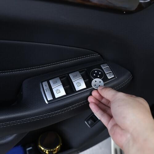 For Mercedes Benz A B C E GLA CLA GLK GL ML GLE Aluminum Alloy Car Window Glass Lift Button Interior Sticker Car Accessories