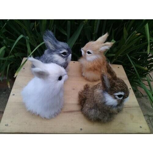 Simulation rabbit 12x8cm Handmade model,polyethylene&furs rabbits toy , one lot / 4 pieces ,Prop,decoration toy Xmas gift w4108