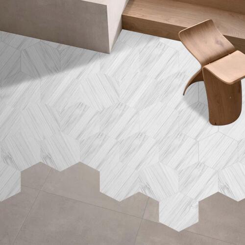 AsyPets Simulation Hexagon Floor Sticker Imitation Wood Grain Self-adhesive Ceramic Tile Decoration Waterproof Antiskid Sticker