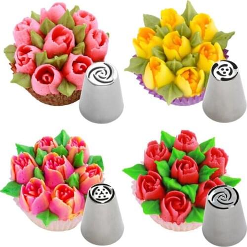 Russian Tulip Icing Piping Nozzles Stainless Steel Flower Cream Pastry Tips Nozzles Bag Cupcake Cake Decorating