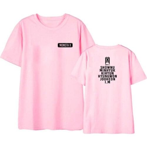 Kpop MONSTA X Christmas Party Concert Shirts Hip Hop Streetwear Harajuku K-pop Clothes Tshirt T Shirt Short Sleeve Tops T-shirt
