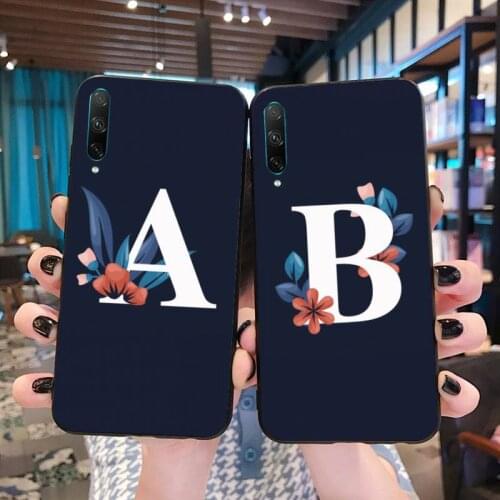 Beautiful flower pattern 26 letters Luxury Unique Phone Cover for Huawei P40 P30 P20 lite Pro Mate 20 Pro P Smart 2019 prime