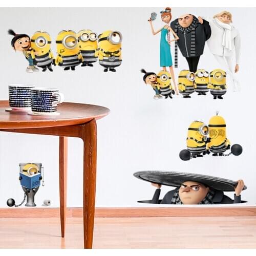 Cartoon Small Yellow Boys Cute Wall Sticker On Holiday Smashed Window Baby Kids Room Bedroom Decoraton Vinyl Decals Mural Poster