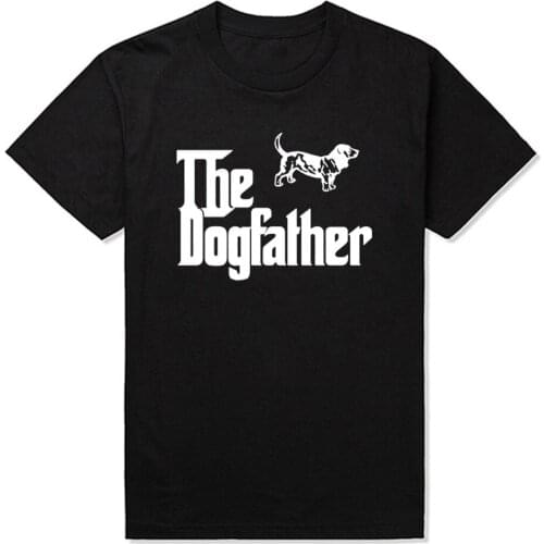 The Dogfather Basset Hound Cool T Shirt for Men Short Sleeve Custom Men T Shirt Adult Clothing
