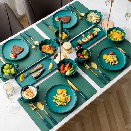 Ceramic Dishes and Plates Sets Creative Chrysanthemum-shaped Western Steak Dessert Plate Salad Bowl Dinnerware Set