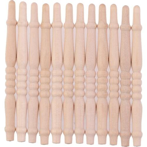 New DIY Spindles Balusters Wooden Dollhouse Miniature 1/12 Scale Stair Railing Furniture Toys