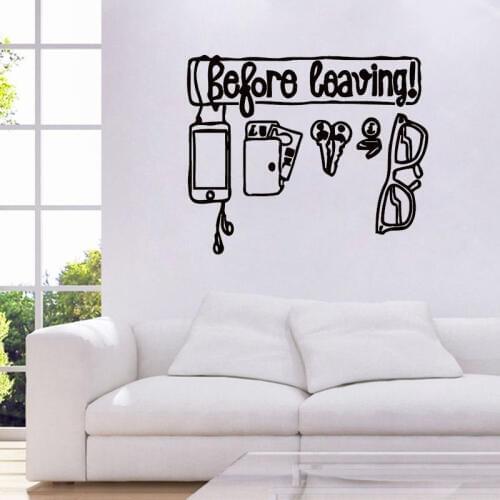 Before Leaving Don'T Forget Keys Sun Glasses Wall Decals Home Decor Door Window Art New Design Wall Sticker Removable Wallpaper