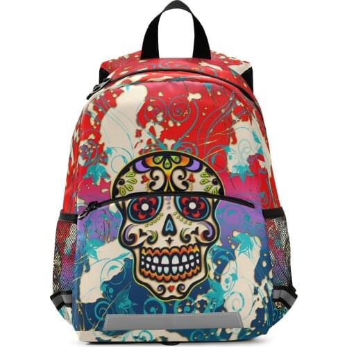 ALAZA Skull Print Backpacks 3D Cartoon Children School Bags Baby Toddler Bag Boys Anti-Lost Backpack for Kids Kindergarten Bags