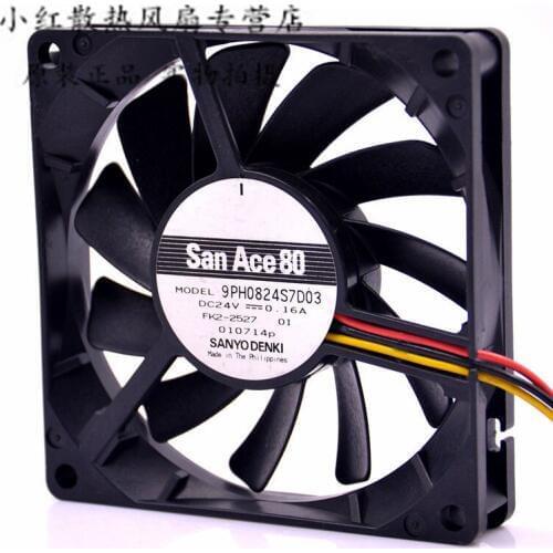 SANYO orginal cooling fan 9PH0824S7D03 80mm 8015 24v 0.16A 8CM 3-line