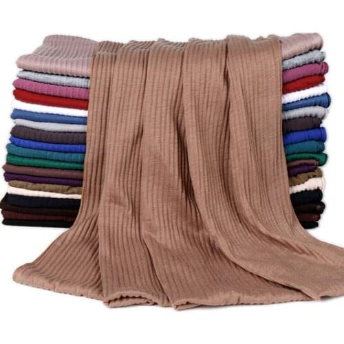 Wrinkle Jersey Hijab Scarf Headscarf Hijabs Arab Scarf Trendy Women Muslim Soft Wraps Scarf Femme Islamic Shawl Soild Head Cover