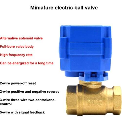 DN15 DN20 DN25 Motorized Ball Valve 2-way Brass Electric Ball Valve 2-wire Electric Actuator With Full Port AC/DC/ADC 220V 9-24V