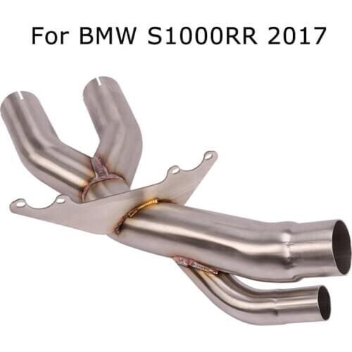 Slip on for BMW S1000RR 2017 Motorcycle Modified Mid Link Pipe Delete No Cat Connect Pipe to Stock Exhuast