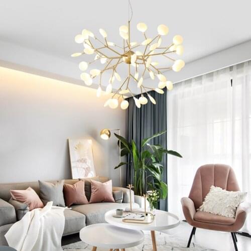 Modern Firefly LED Chandelier Creative Branch Living Room Home Black/Golden Bedroom Ceiling Art Deco Chandelier