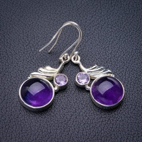 StarGems Natural Amethyst Handmade 925 Sterling Silver Earrings 1.75" E1187