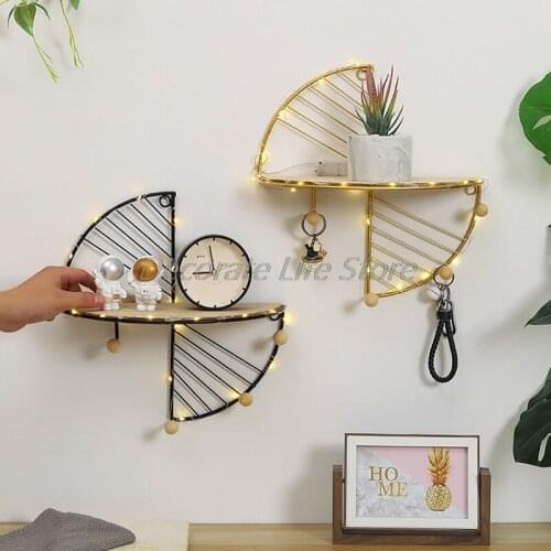 Iron Art Storage Display Shelf Wall Hanging Storage Rack Living Room Decorative