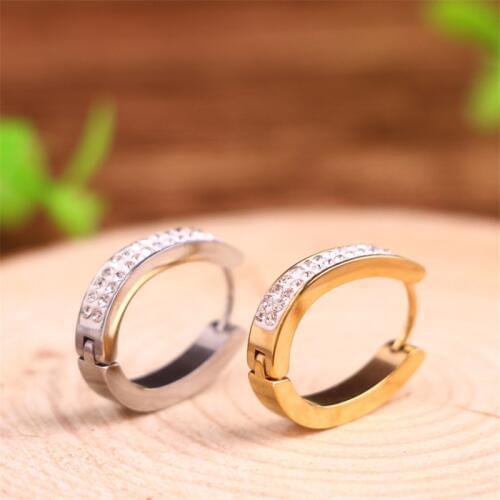 RONGQING 1pair Fashion Earrings 316L Stainless Steel U shape Clip Earrings for women man gift Very nice