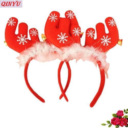 Christmas antlers ears with bells headband headband 1pcs New Year Hairband Festive makeup props Christmas items decorations 7z