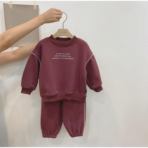 Toddler Baby Clothing Sets Casual Letter Thicken Long Sleeve Sweatshirt Pants Boys 2pcs Kids Tracksuit 1 2 3 4 5 6 Y Girls Suit