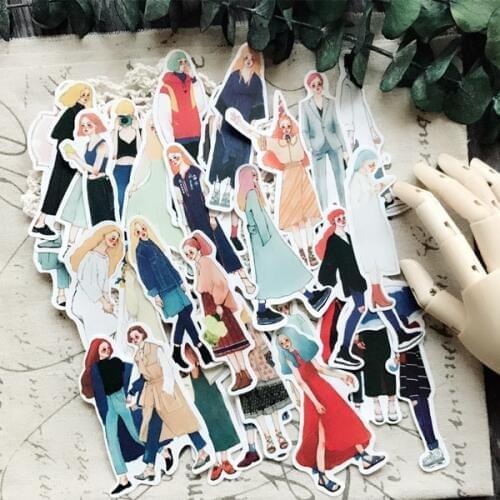 ZFPARTY 31pcs Fashion Girls Paper Stickers for Scrapbooking Happy Planner/Card Making/Journaling Project