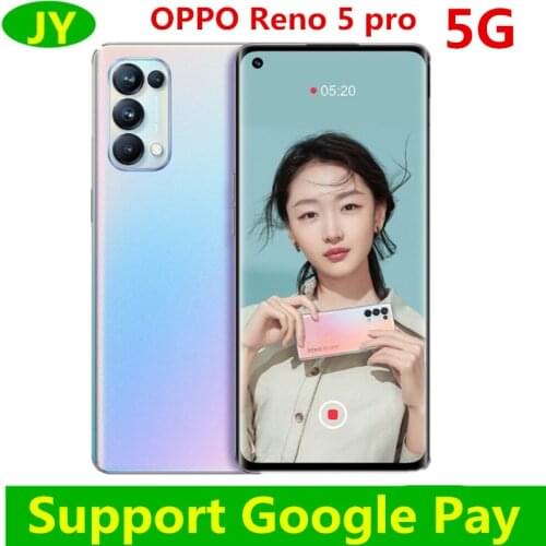 Original oppo reno 5 pro 5g telefone inteligente 4350mah bateria 6400mp câmera 65w super carregador google play store 6.55 Poleg