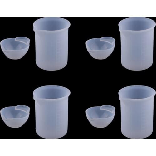 8 Pieces Clear Silicone Reusable Mixing Measuring Cups Liquid Epoxy Resin Hobby Craft Casting Jewelry Making Diy Tools