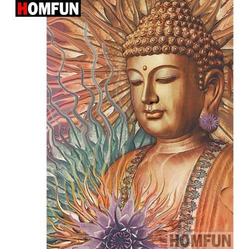 HOMFUN Full Drill Diamond Painting "Religious Buddha" DIY Picture Of Rhinestone 5D Diamond Embroidery Cross Stitch Decor A01103