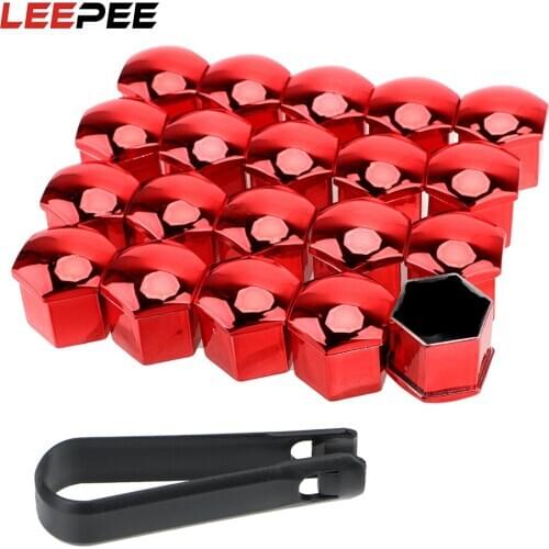 LEEPEE 17mm 20 Pcs Car Tyre Nut Anti-Rust Auto Hub Screw Cover Auto Replacement Parts Protection Covers Caps Car Wheel Nut Caps
