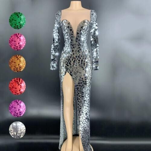 Shiny Celebrity Dresses Female Singer Costume Evening Party Mirror Dress Womes Clothing Beyonce Nightclub Stage Festival Outfit