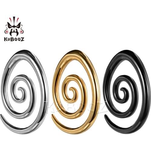 KUBOOZ Latest Fashion Stainless Steel Gold Black Ellipse Ear Weight Gauges Stretchers Body Piercing Jewelry Ear Clip Expanders