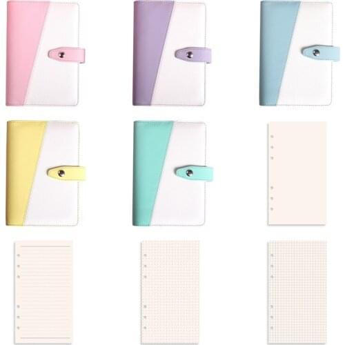 Double Macaron Color Loose-leaf Notebook Cover A6 Portable Planner Shell Business Office Stationery Accessories
