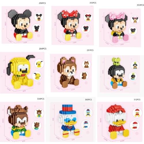 Disney Funny Cartoon Doll Small Particle DIY Building Blocks Cute Mickey Minnie Brick Stone Duck Assembling Brick Toy