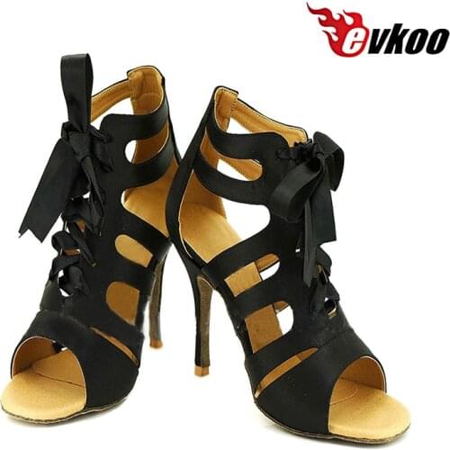 Evkoodance US4-12 Blue Black And Red Heel Height 8.5 cm Zapatos De Baile Comfortable Dance Latin Shoes For Women Evkoo-420