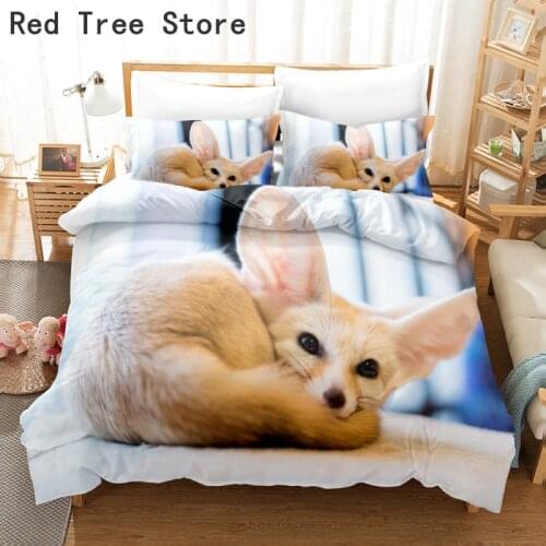 Fennec Pinna Fox Bedding Cover 3D Bedding Set Animal Duvet Cover Kids Cute Comforter Bed Linen Cute Kawaii Room Decor For Adults