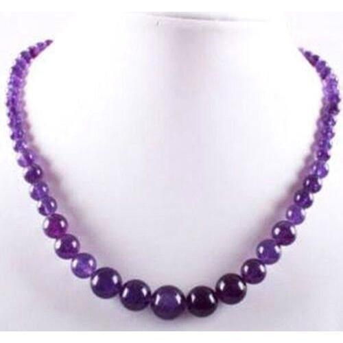 6-14mm Amethyst Round Beads jade Gemstone Necklace 18"