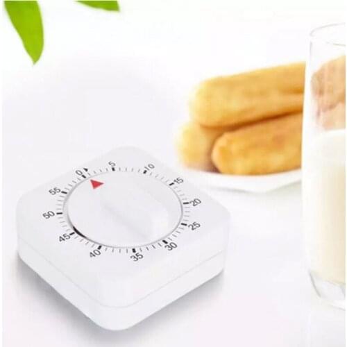 Kitchen Timer 60 Minutes Count Down Alarm Reminder White Square Shape Mechanical Timer Mechanical Magnetic Timer Kitchen Gadgets