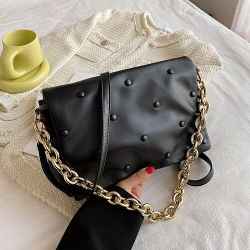Luxury Designer Crossbody Bags For Women 2021 Gold Thick Chain Shoulder Purse And Handbag Top Quality Leather Messenger Bag Hobo