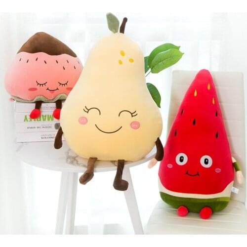 Cute Fruit Stuffed Doll Watermelon Strawberry Pear Plush Toys Kawaii Room Sofa Decor Pillow Cushion For Kids Girl Children Gift