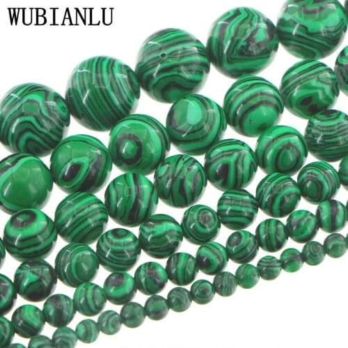 Fashion 4-14mm Green Peacock Turquoises Round Loose Beads For Jewelry Making Necklace Bracelet Synthetic Stone Girl Gift T253-2