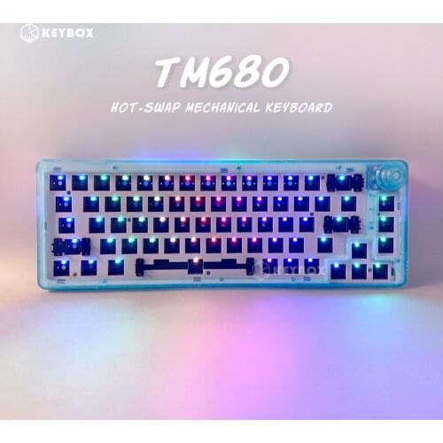 3 Mode TM680 Hot Swap Mechanical Keyboard Kit 2.4G Wireless Bluetooth Wired 68 Keys 60% RGB Light Compatiable With 3/5 Pins