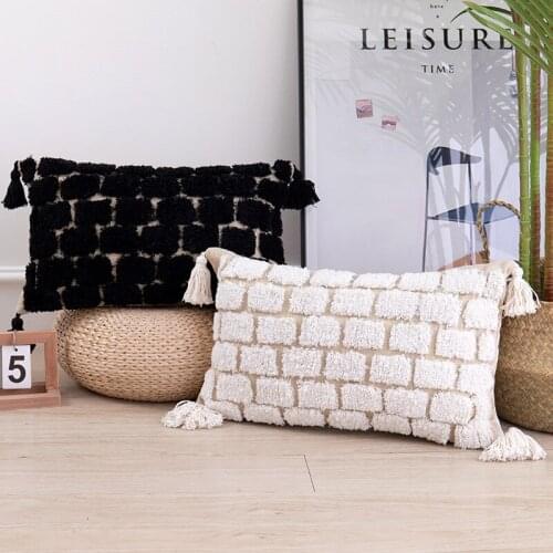 Moroccan Style Tassels Tuft Cushion Cover Nordic Boho Style Geometric Handmade Pillow Case Room Sofa Decor Throw Pillowcase