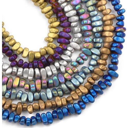 YHBZRET Irregular Natural Matte black Hematite Gravel Stone Beads Loose Spacer Beads for Jewelry Making Diy Bracelet Necklace