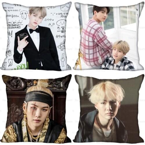 New Agust.D KPOP Pillow Cover Bedroom Home Office Decorative Pillowcase Square Zipper Pillow Cases Satin Soft No Fade 0409