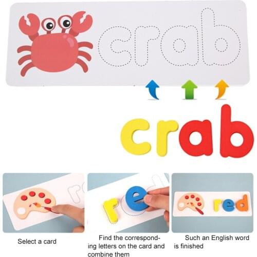 See and Spell Learning Toys Wooden Puzzle Toy Matching Letter Words Games Educational Preschool Toys for Girls Boys LBV