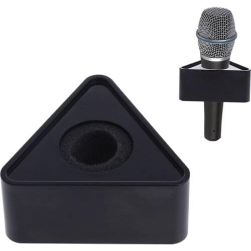 ABS Plastic Microphone Interview Triangular Logo Flag Station Black/White Durable