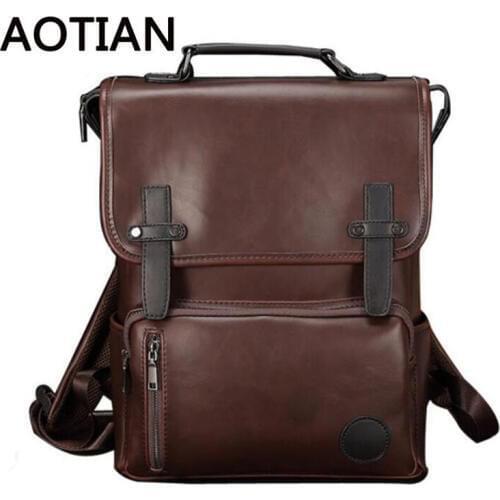Vintag Crazy Horse PU Leather Backpack For Teenage Boys School Bags Fashion Large Backpacks High Quality escolar Bagpack Bag