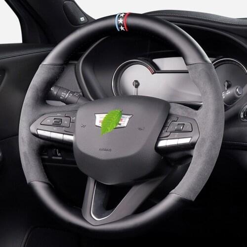 DIY Alcantara Hand Sewing Car Steering Wheel Cover For Cadillac CT4 CT5 CT6 ATSL XTS XT4 XT5 XT6 Grip Cover car accessories