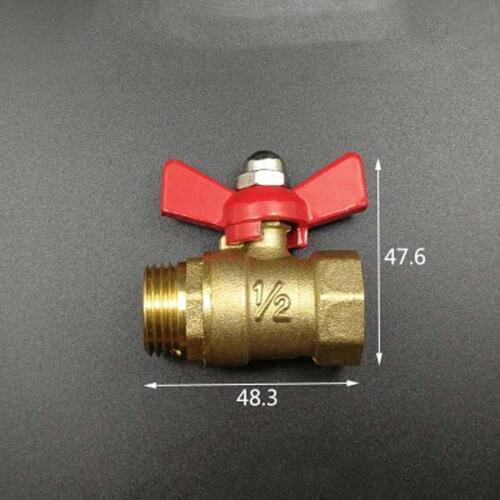 Female to MaLe Brass Ball Valve With Butterfly Handle DN15 1/2" BSP Temperature 0-60C Pressure8Bar Port Size11.9mm